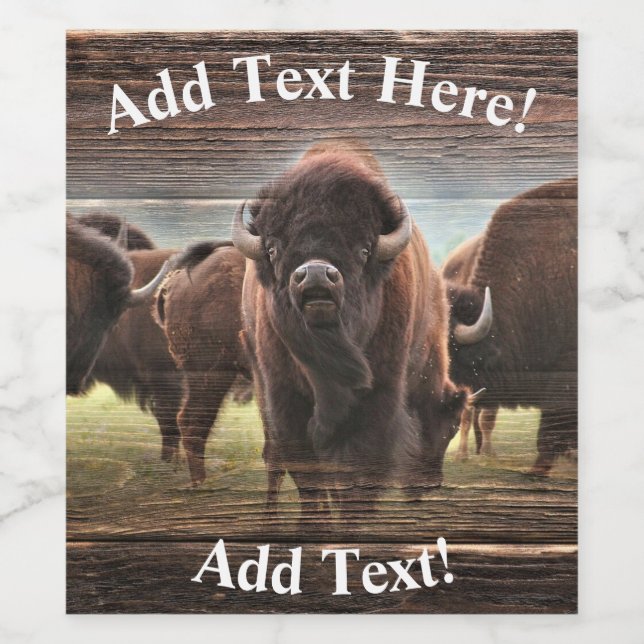 Beautiful Buffalo Herd Wine Label (Single Label)