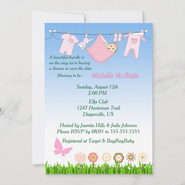 Beautiful Bundle Baby Girl Shower Invitation (Front)