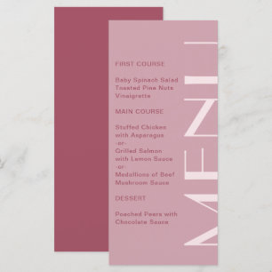 Beautiful Burgundy Big Type Wedding Menu