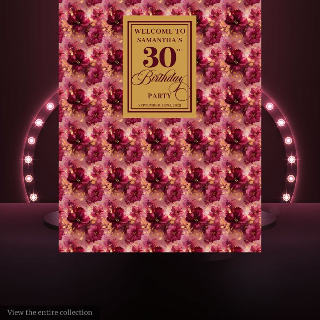 Beautiful Burgundy Blush Gold Boho 30th Birthday  Tapestry (Beautiful Burgundy Blush Gold Boho 30th Birthday Tapestry)