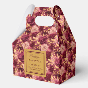 Beautiful Burgundy Blush Gold Wedding Thank You  Favour Box