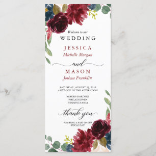 Beautiful Burgundy Wedding Program Programme