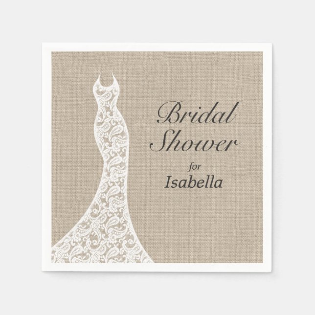 Beautiful Burlap Bridal Shower Napkin (Front)