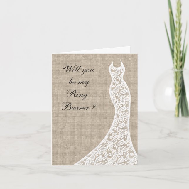Beautiful Burlap Will you be my Ring Bearer Card (Front)
