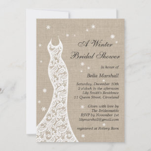 Beautiful Burlap Winter Bridal Shower Invitation