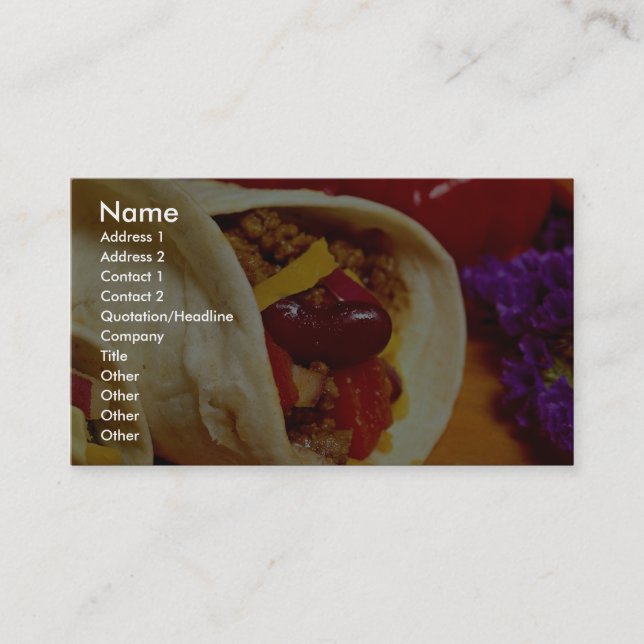 Beautiful Burrito recipe for food lovers Business Card (Front)