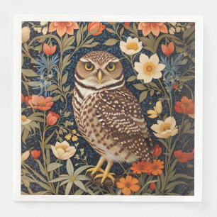 Beautiful Burrowing Owl William Morris Inspired Napkin