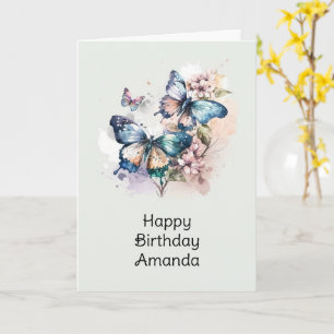 Beautiful Butterflies and Flowers Birthday Card