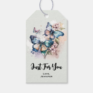 Beautiful Butterflies and Flowers Just for You Gift Tags
