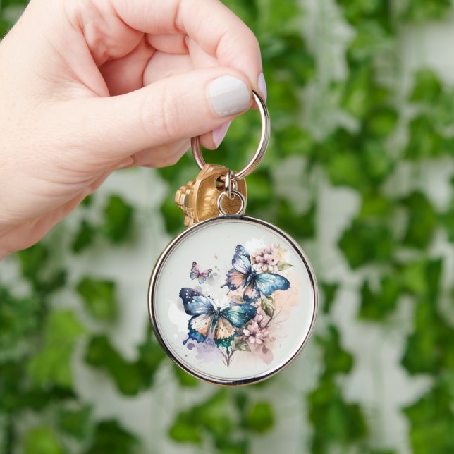 Beautiful Butterflies and Flowers Key Ring (Hand)