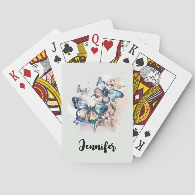  Beautiful Butterflies and Flowers Playing Cards (Back)