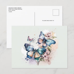 Beautiful Butterflies and Flowers Postcard