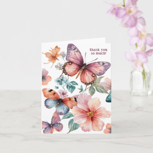Beautiful Butterflies and Flowers Thank You Card