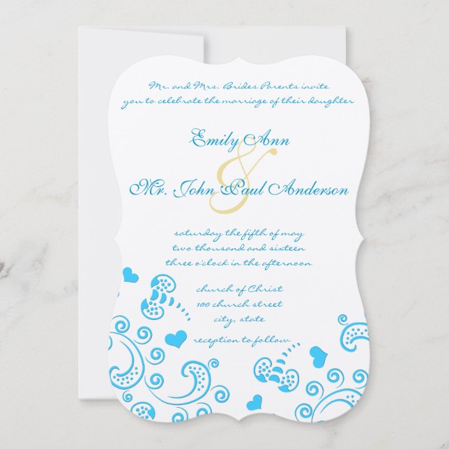 Beautiful Butterflies and Swirl Wedding Invitation (Front)