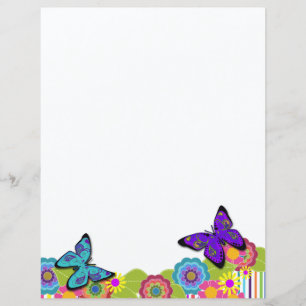 Beautiful Butterflies!   Bright Flowers Stationery