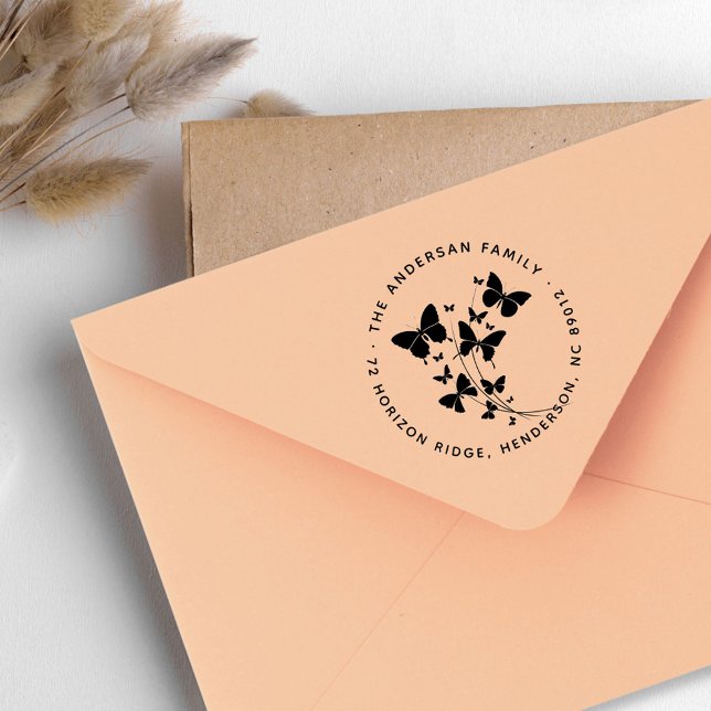 Beautiful Butterflies Family Name Return Address Rubber Stamp (Beautiful Butterflies Family Name Return Address Rubber Stamp)