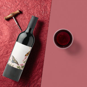 Beautiful Butterflies Floral Wine Label