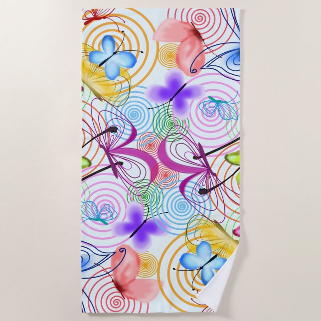 Beautiful Butterflies Flying - Spring Joy - Beach Towel (Front)