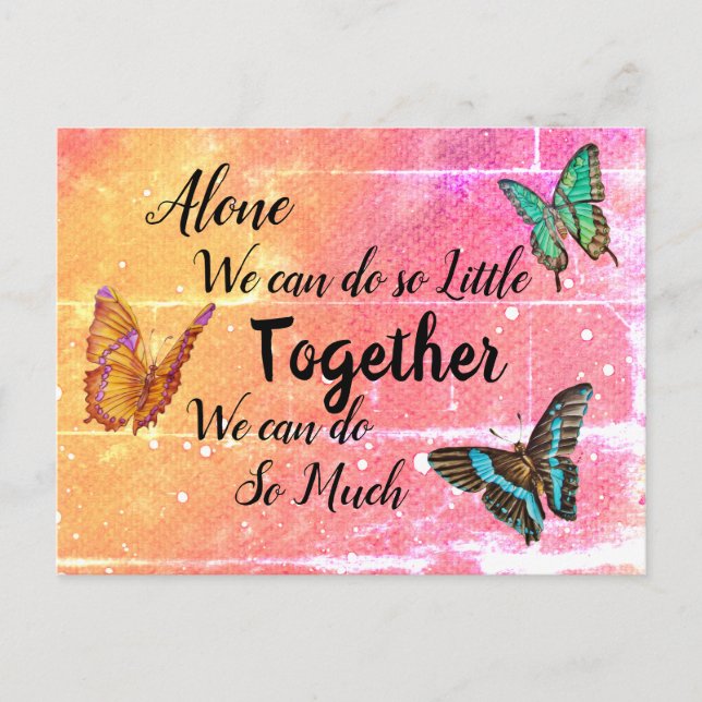 Beautiful Butterflies Pink Orange Motivational Postcard (Front)