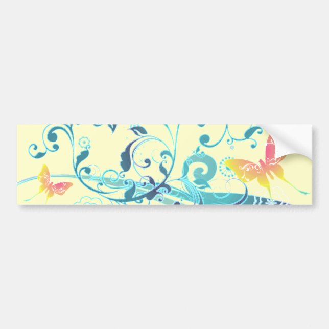 Beautiful Butterflies Pretty Blue Design Bumper Sticker (Front)