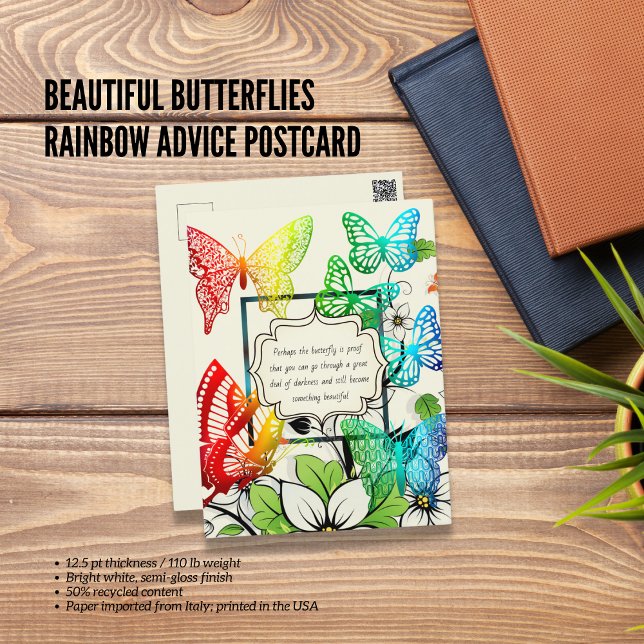 Beautiful Butterflies Rainbow Advice Postcard (Beautiful Butterflies Rainbow Advice Postcard)