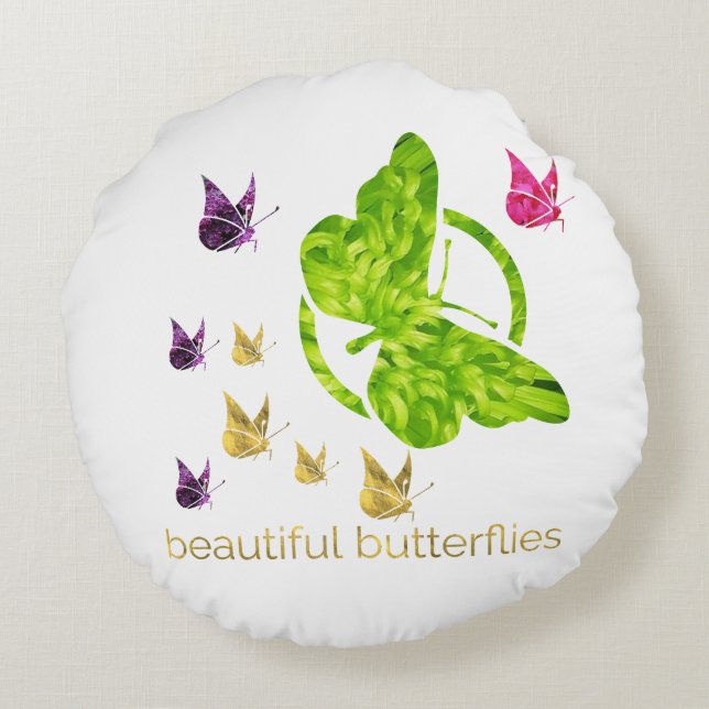 beautiful butterflies round cushion (Back)