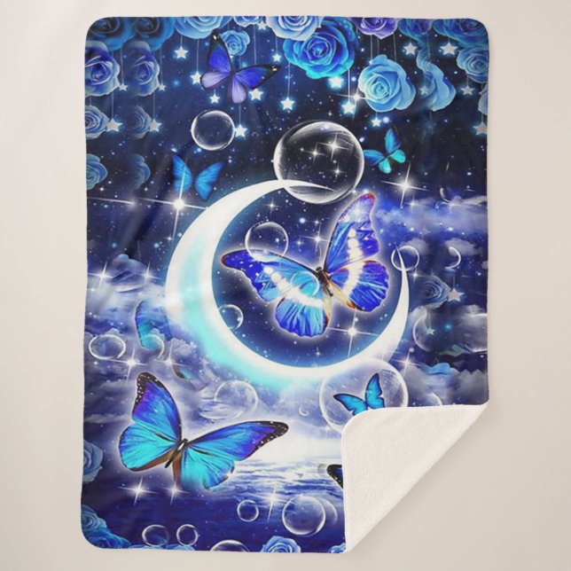 Beautiful butterflies sherpa blanket (Front)