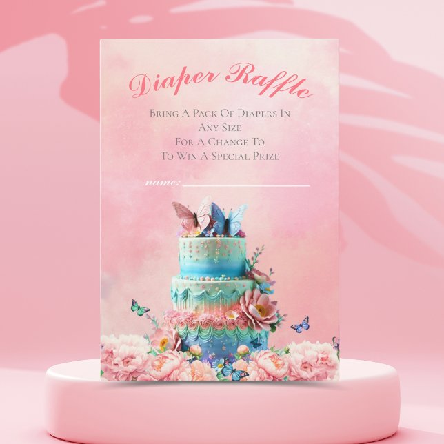 Beautiful Butterflies Twins Baby Diaper Raffle Enclosure Card (A cute diaper raffle enclosure card adds a special touch for your invitation. )