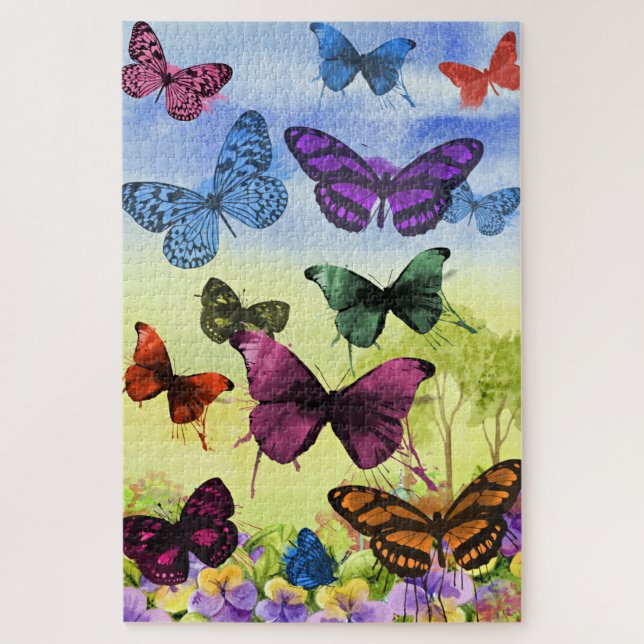 Beautiful Butterflies with Pretty Summer Flowers Jigsaw Puzzle (Vertical)