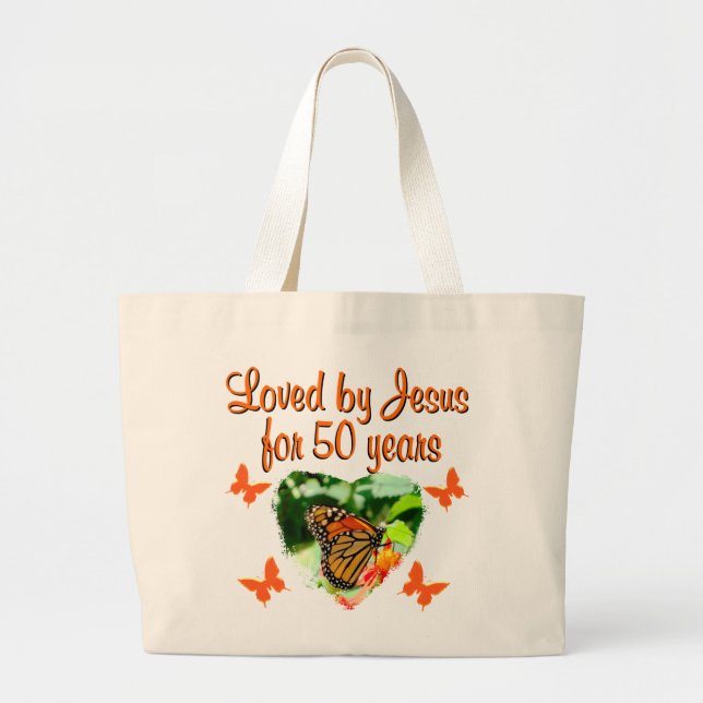 BEAUTIFUL BUTTERFLY 50TH BIRTHDAY DESIGN LARGE TOTE BAG (Front)
