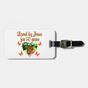 BEAUTIFUL BUTTERFLY 50TH BIRTHDAY DESIGN LUGGAGE TAG