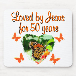 BEAUTIFUL BUTTERFLY 50TH BIRTHDAY DESIGN MOUSE MAT