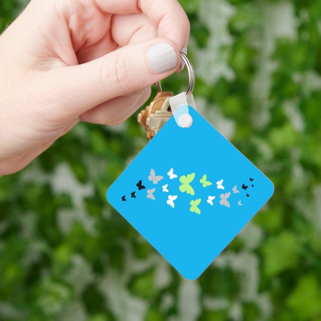 Beautiful Butterfly Agender Pride  Key Ring (Hand)