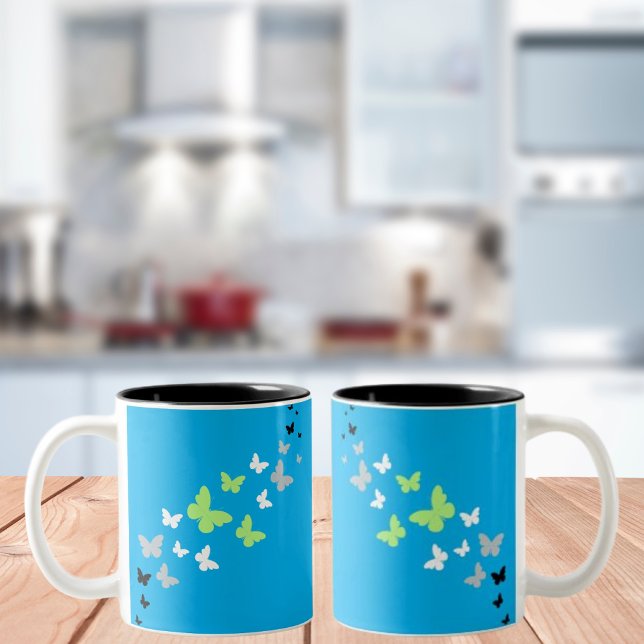 Beautiful Butterfly Agender Pride  Two-Tone Coffee Mug (Creator Uploaded)