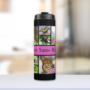 Beautiful Butterfly and Floral Family Name Thermal Tumbler