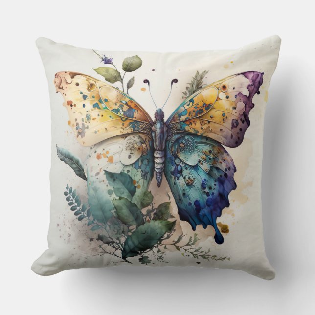 Beautiful Butterfly and Foliage  Cushion (Front)