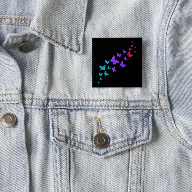 Beautiful Butterfly Androgynous Pride Design 15 Cm Square Badge (In Situ)