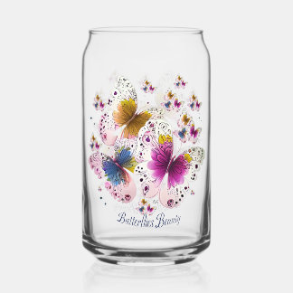 Beautiful Butterfly Art Can Glass
