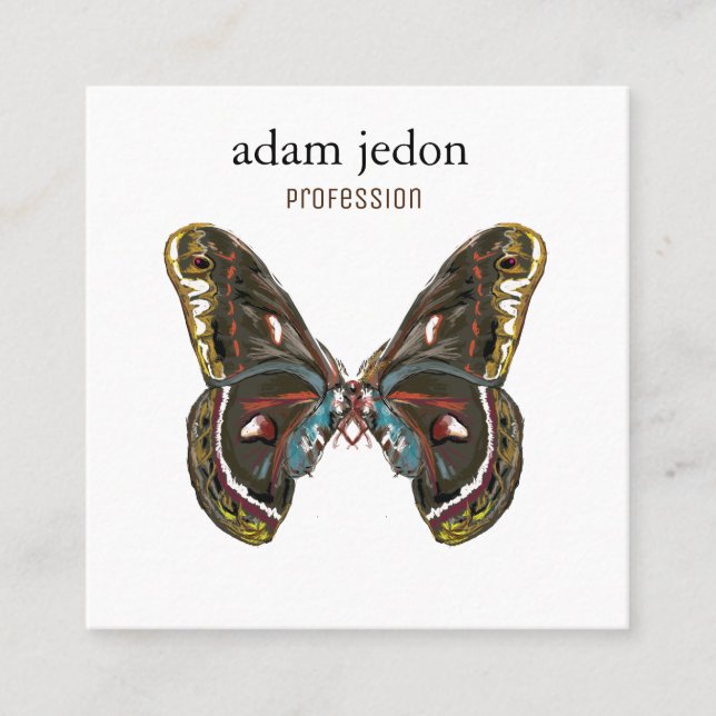 Beautiful Butterfly Art Drawing Square Business Card (Front)