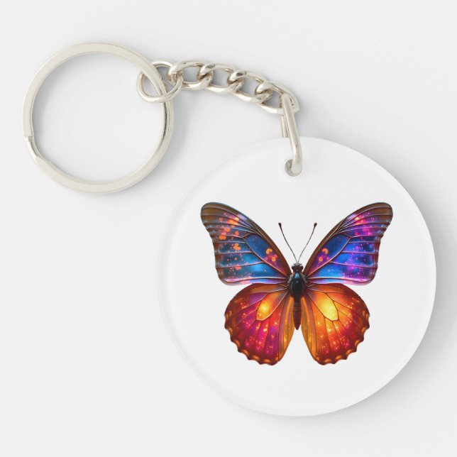 Beautiful Butterfly Art Key Ring (Front)