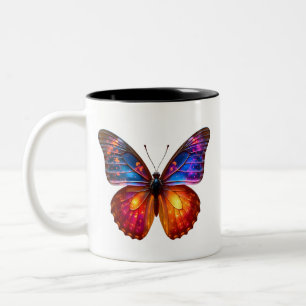 Beautiful Butterfly Art Two-Tone Coffee Mug