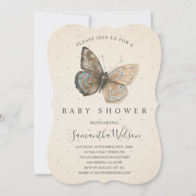 Beautiful Butterfly Baby Shower Invitation (Front)