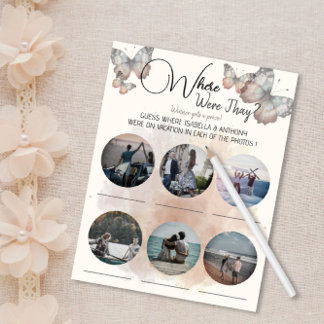 Beautiful Butterfly Bridal Shower Party Photo game