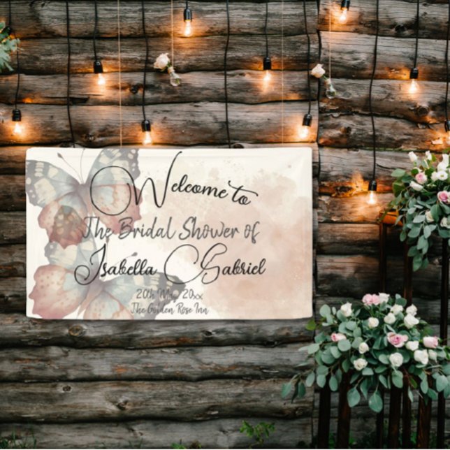 Beautiful Butterfly Bridal Shower Welcome Banner (Creator Uploaded)