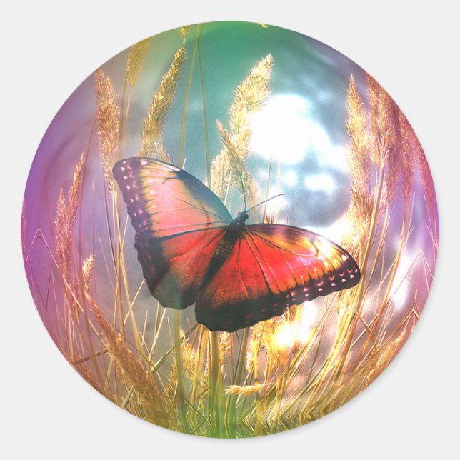 Beautiful Butterfly Classic Round Sticker (Front)