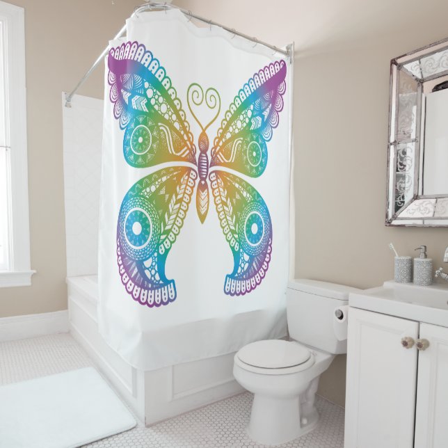 Beautiful Butterfly Colourful Renewal Joy Christia Shower Curtain (In Situ)