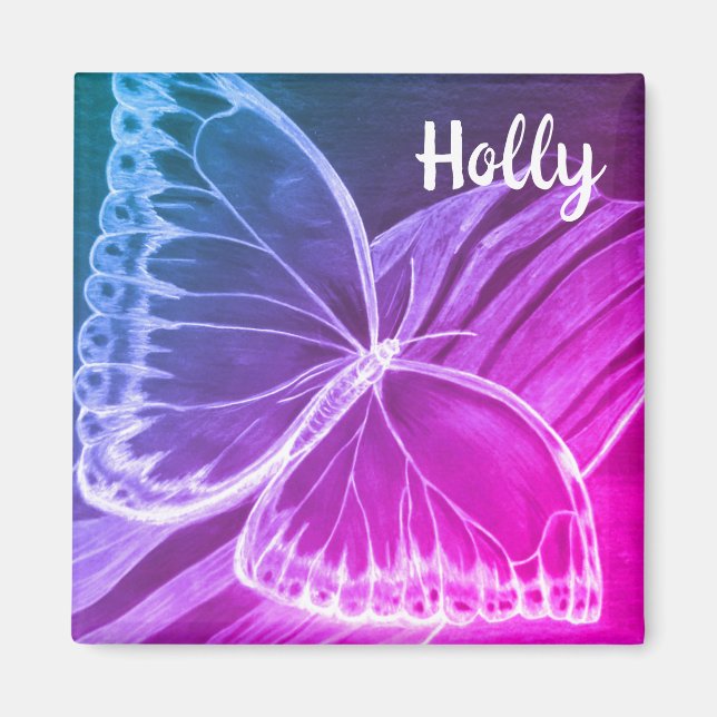 Beautiful butterfly custom Name Magnet (Front)