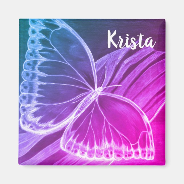 Beautiful butterfly custom Name Magnet (Front)