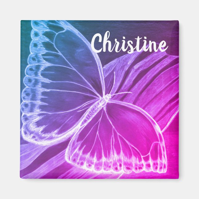 Beautiful butterfly custom Name Magnet (Front)