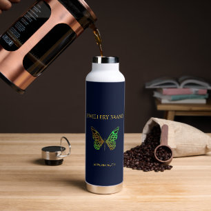 Beautiful butterfly dark blue water bottle